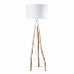 Maisons Du Monde Lampadaires Lampadaire Branche D'eucalyptus Et Abat-jour Blanc H152