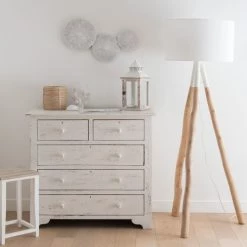Maisons Du Monde Lampadaires Lampadaire Branche D'eucalyptus Et Abat-jour Blanc H152 -Luminaires Bord de mer Soldes lampadaire branche d eucalyptus et abat jour blanc h152 1000 7 29 177436 5