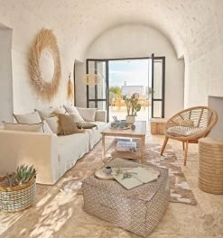 Maisons Du Monde Lampadaires Lampadaire En Métal Blanc Abat-jour En Rotin Tressé Main H181 -Luminaires Bord de mer Soldes lampadaire en metal blanc abat jour en rotin tresse main h181 1000 16 34 221475 3