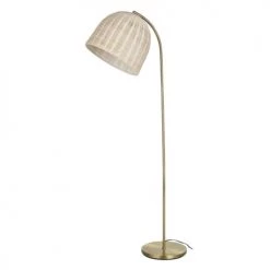 Maisons Du Monde Lampadaires Lampadaire En Métal Doré Et Abat-jour En Rotin Tressé H146