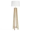 Maisons Du Monde Lampadaires Lampadaire Trépied En Chêne Et Abat-jour Blanc H160
