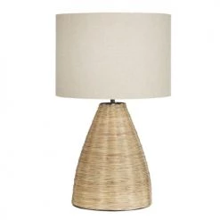 Maisons Du Monde Lampes à Poser Lampe En Bambou Tressé Main Et Abat-jour En Lin Cru