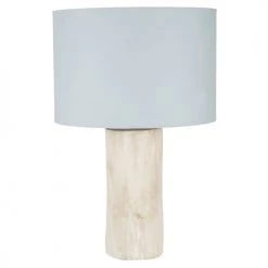 Maisons Du Monde Lampes à Poser Lampe En Bois D'eucalyptus Et Abat-jour En Coton Vert D'eau