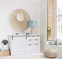 Maisons Du Monde Lampes à Poser Lampe En Bois D'eucalyptus Et Abat-jour En Coton Vert D'eau -Luminaires Bord de mer Soldes lampe en bois d eucalyptus et abat jour en coton vert d eau 1000 5 9 220138 2