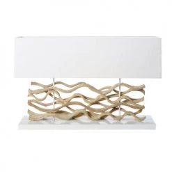 Maisons Du Monde Lampes à Poser Lampe En Bois Flotté Et Abat-jour Blanc