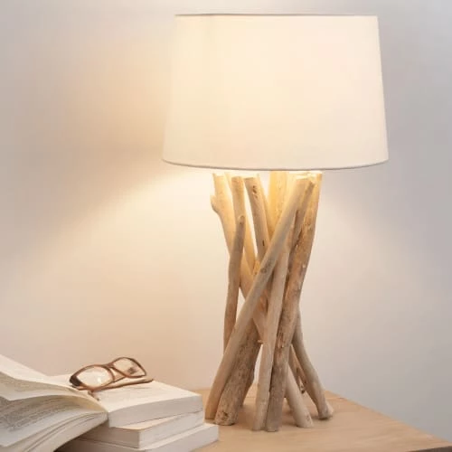 Maisons Du Monde Lampes à Poser Lampe En Bois Flotté Et Abat-jour En Coton H 55 Cm 2 Maisons Du Monde Lampes à Poser Lampe En Bois Flotté Et Abat-jour En Coton H 55 Cm – Image 2