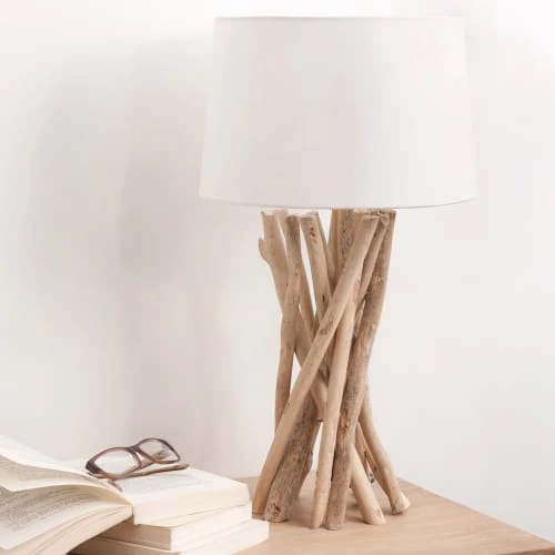 Maisons Du Monde Lampes à Poser Lampe En Bois Flotté Et Abat-jour En Coton H 55 Cm 3 Maisons Du Monde Lampes à Poser Lampe En Bois Flotté Et Abat-jour En Coton H 55 Cm – Image 3