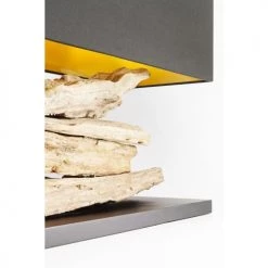 Kare Design Lampes à Poser Lampe En Bois Flotté Et Abat-jour En Coton Noir -Luminaires Bord de mer Soldes lampe en bois flotte et abat jour en coton noir 2