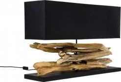 Kare Design Lampes à Poser Lampe En Bois Flotté Et Abat-jour En Coton Noir