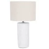 Maisons Du Monde Lampes à Poser Lampe En Céramique Blanche Et Abat-jour En Coton Beige