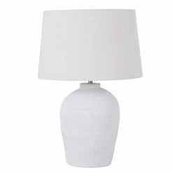 Maisons Du Monde Lampes à Poser Lampe En Céramique Blanche Et Abat-jour En Lin Beige