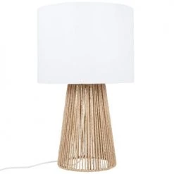 Maisons Du Monde Lampes à Poser Lampe En Rotin Et Abat-jour En Coton Blanc