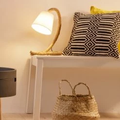 Keria Lampes à Poser Lampe En Rotin Marron -Luminaires Bord de mer Soldes lampe en rotin marron 3