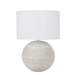 Maisons Du Monde Lampes à Poser Lampe En Rotin Tressé Et Abat-jour En Coton Blanc