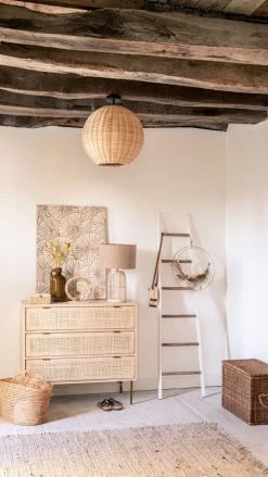 Maisons Du Monde Lampes à Poser Lampe En Rotin Tressé Et Abat-jour En Lin Beige -Luminaires Bord de mer Soldes lampe en rotin tresse et abat jour en lin beige 1000 10 30 211303 2