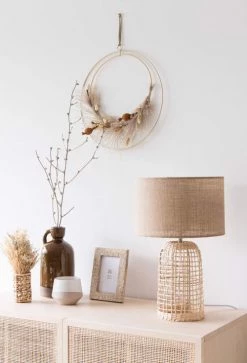 Maisons Du Monde Lampes à Poser Lampe En Rotin Tressé Et Abat-jour En Lin Beige -Luminaires Bord de mer Soldes lampe en rotin tresse et abat jour en lin beige 1000 10 30 211303 6