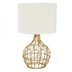 Maisons Du Monde Lampes à Poser Lampe En Rotin Tressé Et Abat-jour En Lin Beige