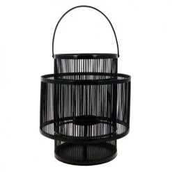 Now’s Home Lampes à Poser Lanterne En Bambou Avec Photophore En Verre