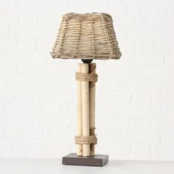 Wadiga Set De 2 Lampes à Poser Abat-jours Bois Esprit Bord De Mer -Luminaires Bord de mer Soldes set de 2 lampes a poser abat jours bois esprit bord de mer 2