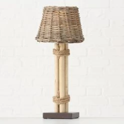 Wadiga Set De 2 Lampes à Poser Abat-jours Bois Esprit Bord De Mer -Luminaires Bord de mer Soldes set de 2 lampes a poser abat jours bois esprit bord de mer 3