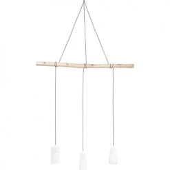 Kare Design Suspensions Suspension 3 Abat-jours En Porcelaine Et Eucalyptus