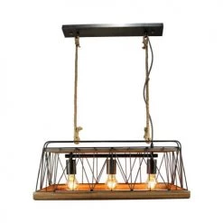 Brilliant Suspensions Suspension 3 Lumières Métal/bois/corde L59cm