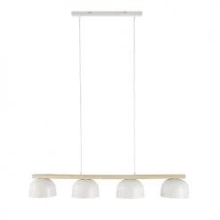 Maisons Du Monde Suspensions Suspension 4 Abat-jours En Métal Blanc Et Frêne