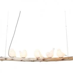 Kare Design Suspensions Suspension 5 Oiseaux En Porcelaine Et Eucalyptus