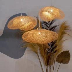 Now’s Home Suspensions Suspension En Bambou Tressé -Luminaires Bord de mer Soldes suspension en bambou tresse 4