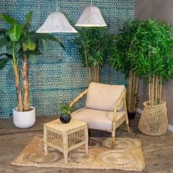 Now’s Home Suspensions Suspension En Feuilles De Palmier Blanche 55x28cm -Luminaires Bord de mer Soldes suspension en feuilles de palmier blanche 55x28cm 3