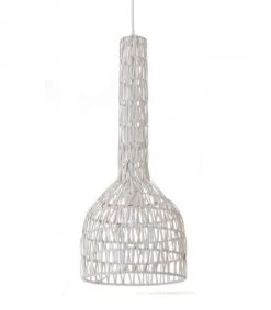 Lussiol Lighting Suspensions Suspension En Rotin Blanc D. 23 Cm