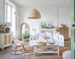 Maisons Du Monde Suspensions Suspension En Rotin Tressé Et Métal Blanc -Luminaires Bord de mer Soldes suspension en rotin tresse et metal blanc 1000 2 34 210938 4