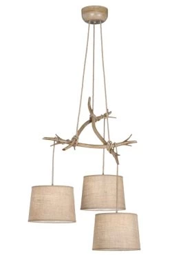 Mantra Suspensions Suspension/lustre Naturel Bois Clair Et Lin H100cm