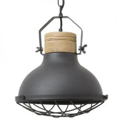 Luminaires Bord de mer Soldes -Luminaires Bord de mer Soldes suspension metal avec grille et bois d33cm 1