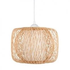 Maisons Du Monde Suspensions Suspension Tambour En Bambou Et Toile Blanche