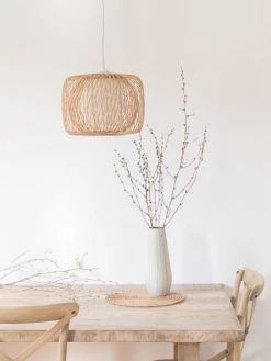 Maisons Du Monde Suspensions Suspension Tambour En Bambou Et Toile Blanche -Luminaires Bord de mer Soldes suspension tambour en bambou et toile blanche 1000 2 3 199837 2