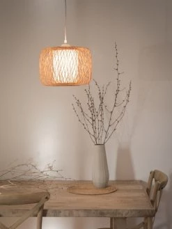 Maisons Du Monde Suspensions Suspension Tambour En Bambou Et Toile Blanche -Luminaires Bord de mer Soldes suspension tambour en bambou et toile blanche 1000 2 3 199837 3